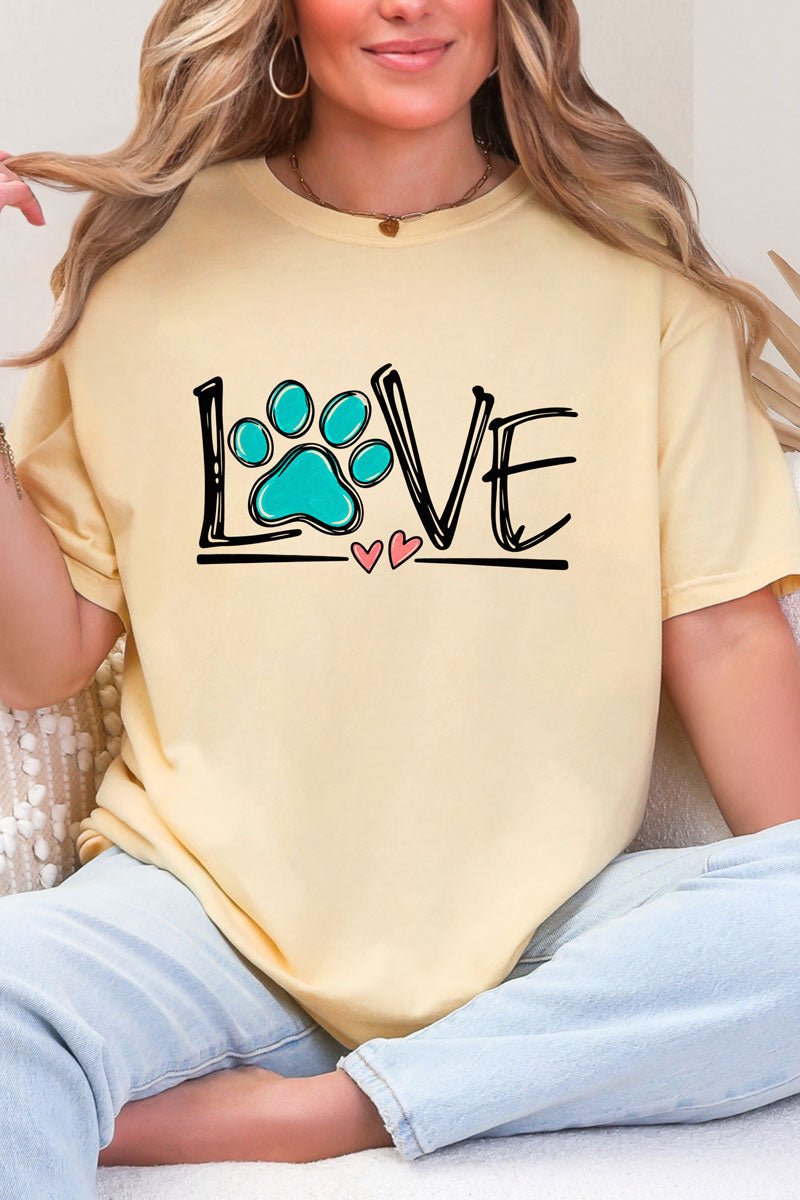 Paw Print Love Comfort Colors Adult Ring-Spun Cotton Tee - Wholesale Accessory Market