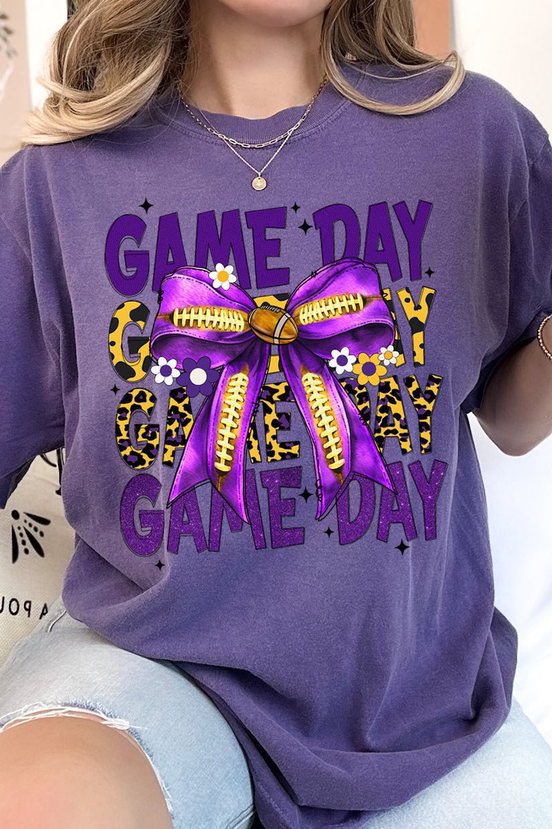 Purple & Gold Stacked Gameday Comfort Colors Adult Ring - Spun Cotton Tee - Wholesale Accessory Market