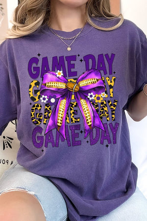 Purple & Gold Stacked Gameday Comfort Colors Adult Ring - Spun Cotton Tee - Wholesale Accessory Market