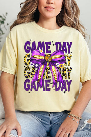 Purple & Gold Stacked Gameday Comfort Colors Adult Ring - Spun Cotton Tee - Wholesale Accessory Market