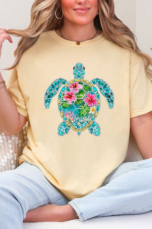 Seaside Sparkle Turtle Comfort Colors Adult Ring - Spun Cotton Tee - Wholesale Accessory Market