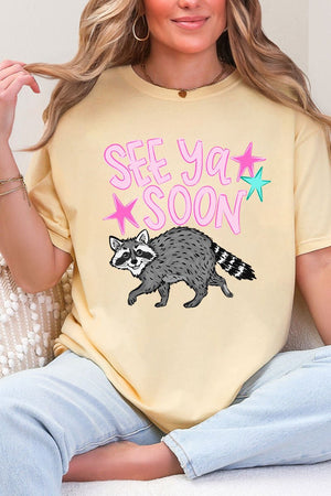 See You Soon Raccoon Full Front & Back Design Comfort Colors Adult Ring - Spun Cotton Tee - Wholesale Accessory Market
