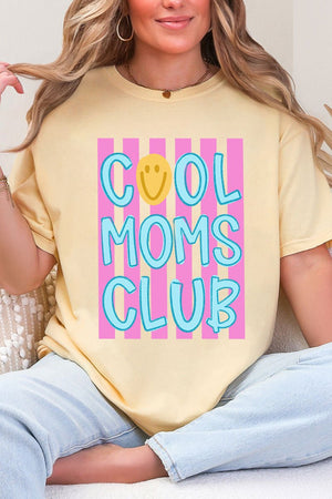 Striped Happy Cool Moms Club Comfort Colors Adult Ring - Spun Cotton Tee - Wholesale Accessory Market