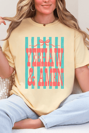 Striped Yeehaw & Amen Comfort Colors Adult Ring - Spun Cotton Tee - Wholesale Accessory Market