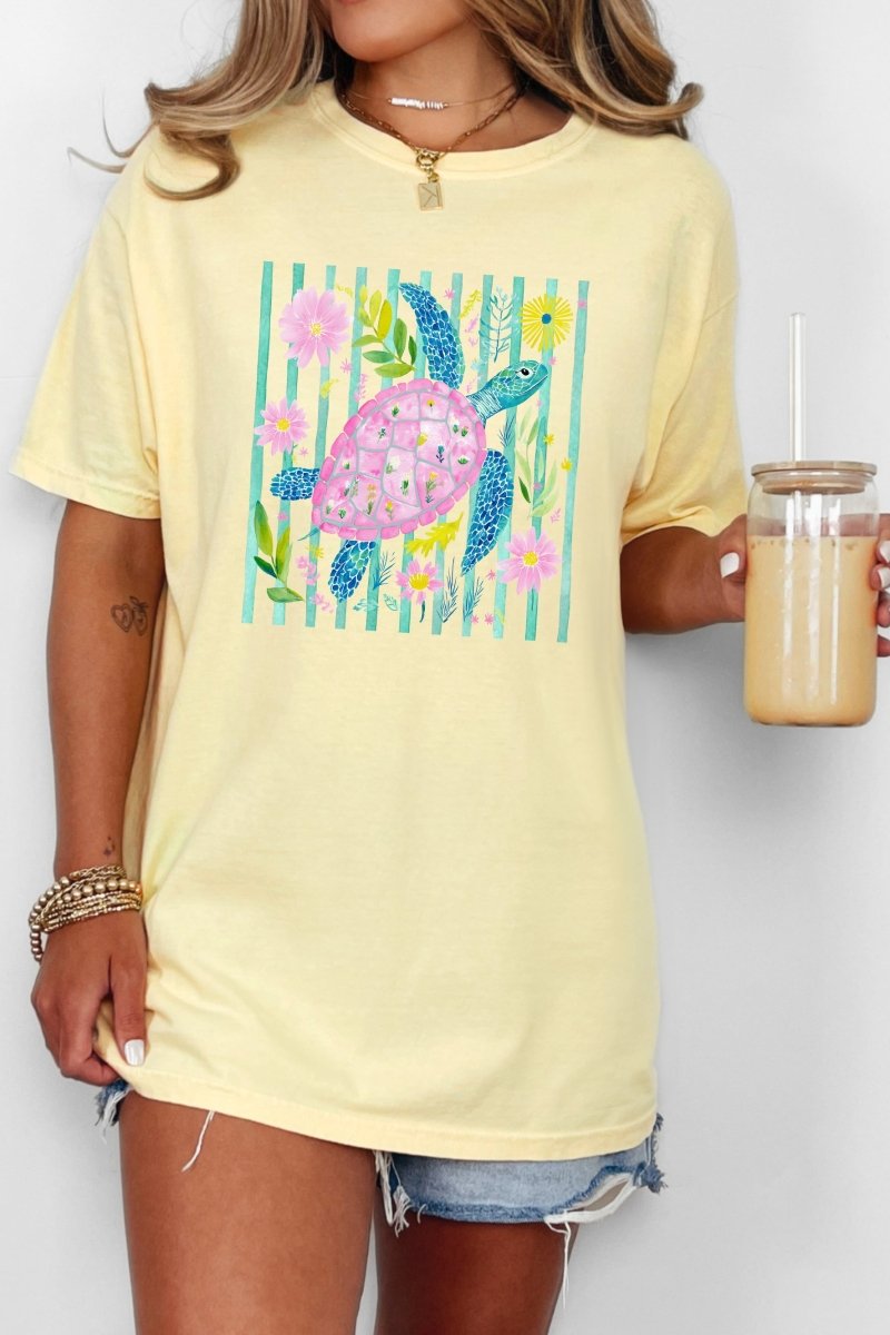 Turtle Coastal Garden Comfort Colors Adult Ring - Spun Cotton Tee - Wholesale Accessory Market