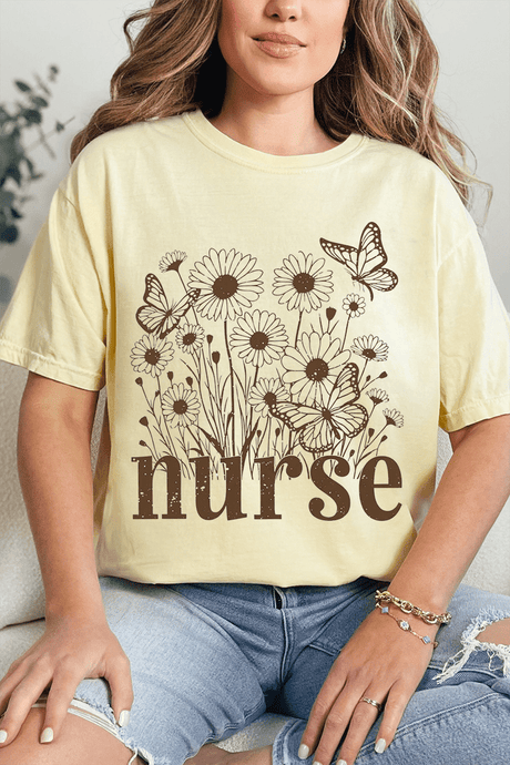 Wildflower Nurse Comfort Colors Adult Ring-Spun Cotton Tee - Wholesale Accessory Market