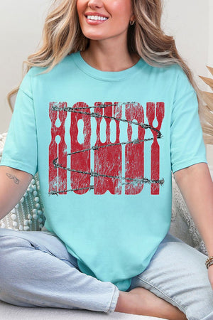 Barbed Wire Howdy Comfort Colors Adult Ring - Spun Cotton Tee - Wholesale Accessory Market