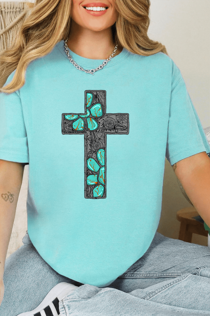 Concho Cross Comfort Colors Adult Ring - Spun Cotton Tee - Wholesale Accessory Market