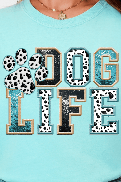 Dog Life Faux Glitter Comfort Colors Adult Ring - Spun Cotton Tee - Wholesale Accessory Market