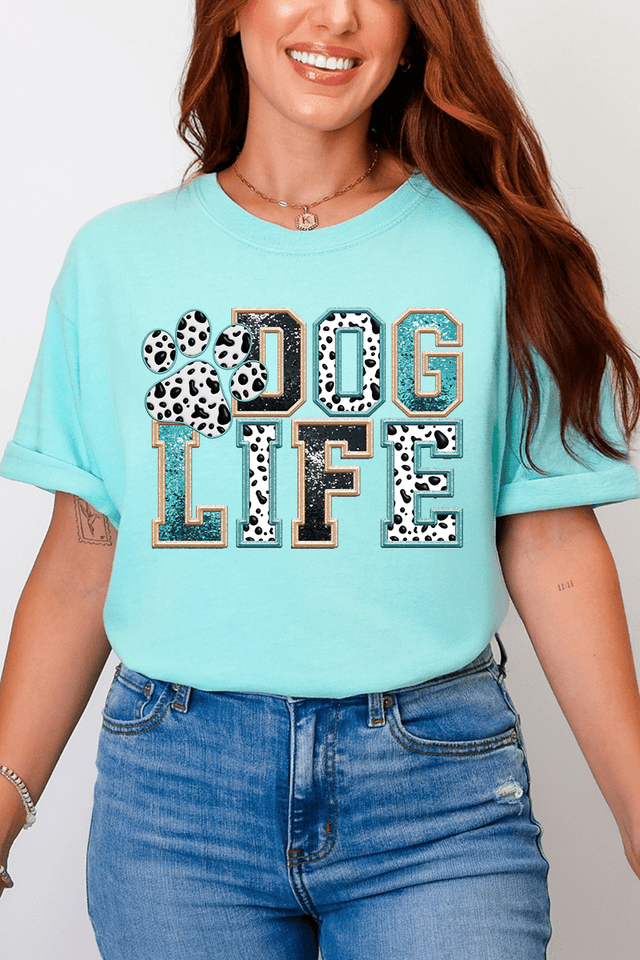 Dog Life Faux Glitter Comfort Colors Adult Ring - Spun Cotton Tee - Wholesale Accessory Market