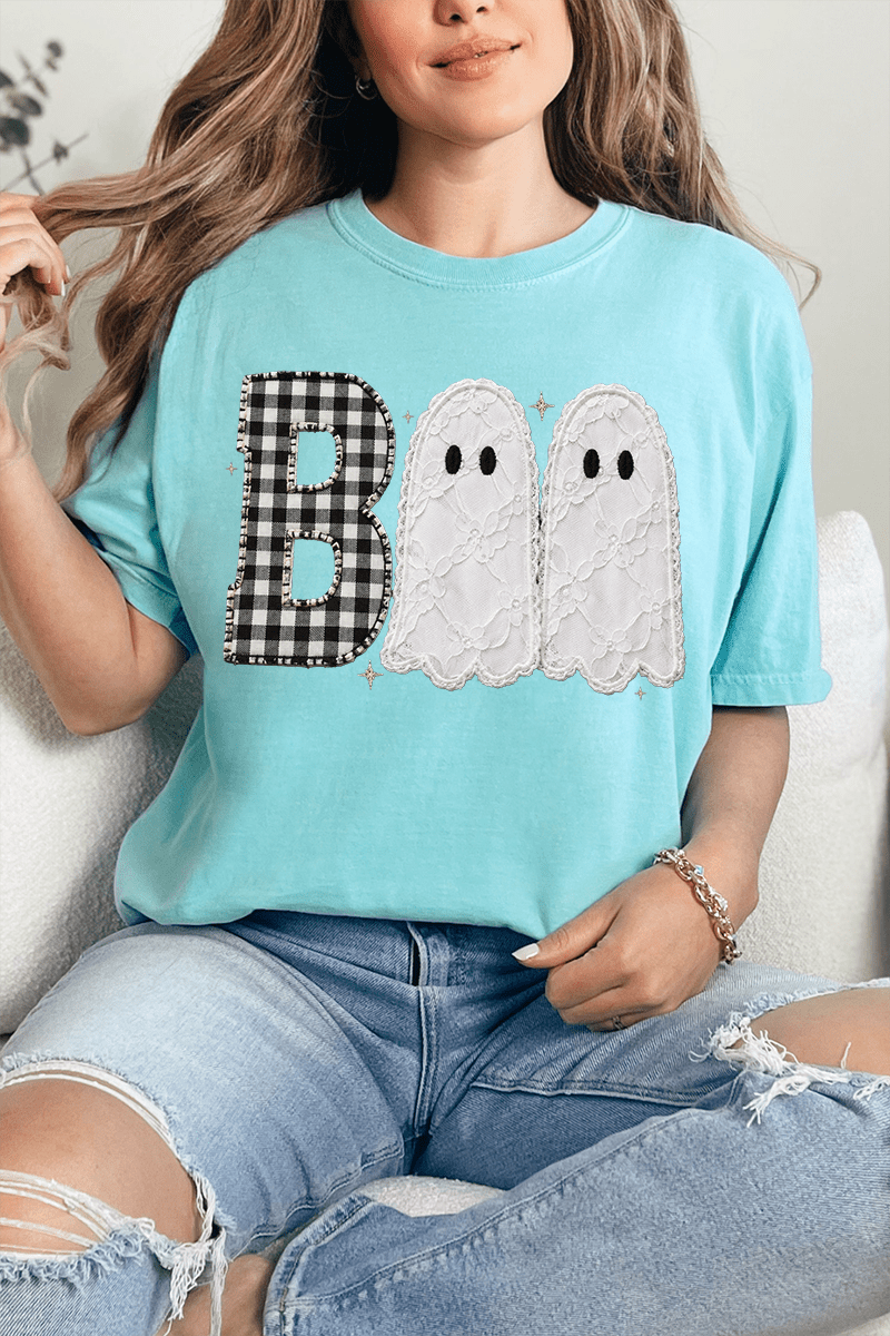 Gingham & Lace Boo Comfort Colors Adult Ring-Spun Cotton Tee - Wholesale Accessory Market