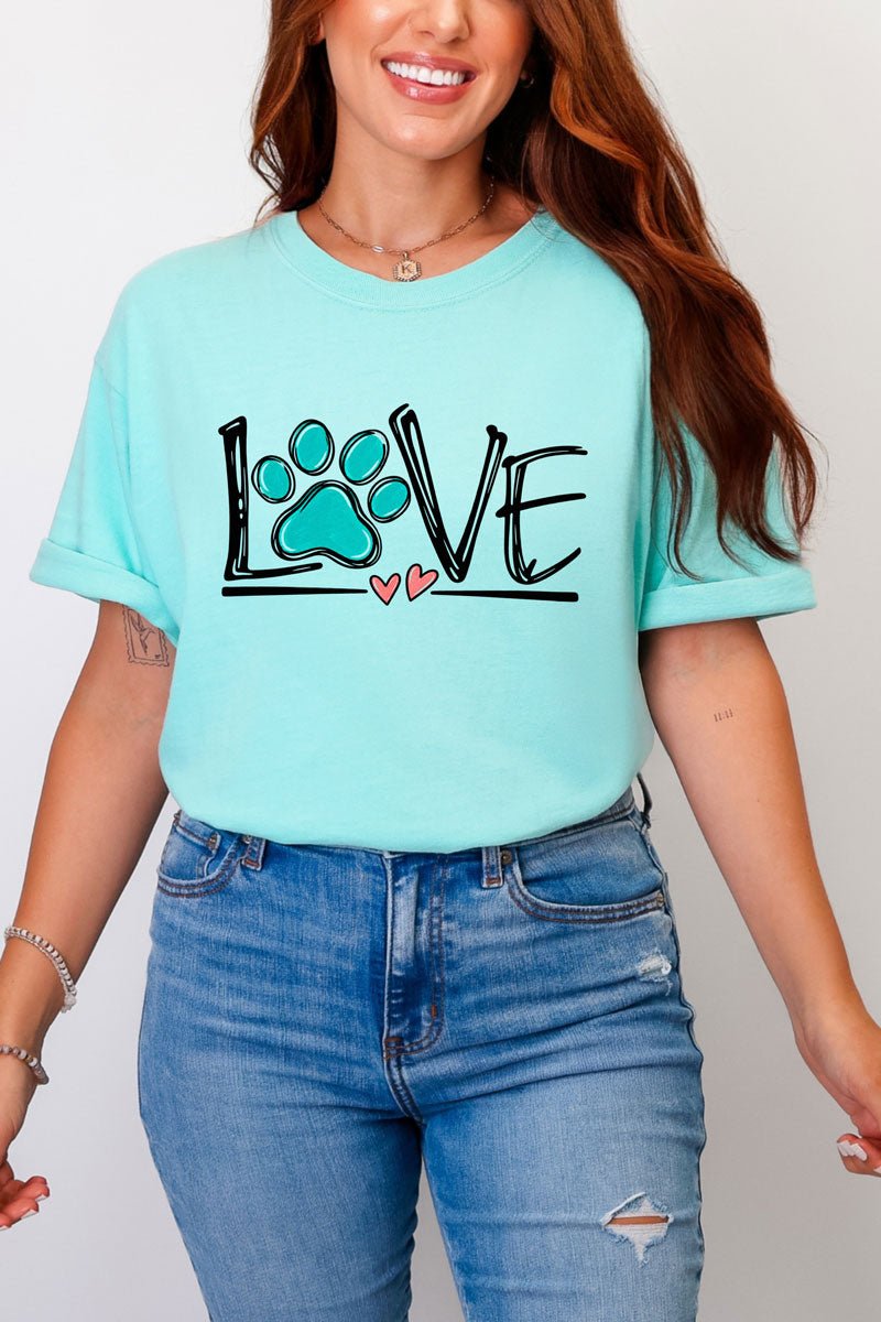 Paw Print Love Comfort Colors Adult Ring-Spun Cotton Tee - Wholesale Accessory Market