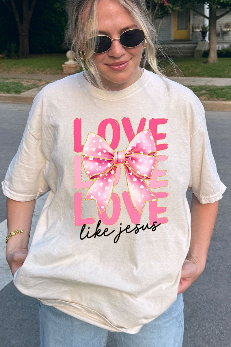 Pink Love Like Jesus Comfort Colors Adult Ring - Spun Cotton Tee - Wholesale Accessory Market