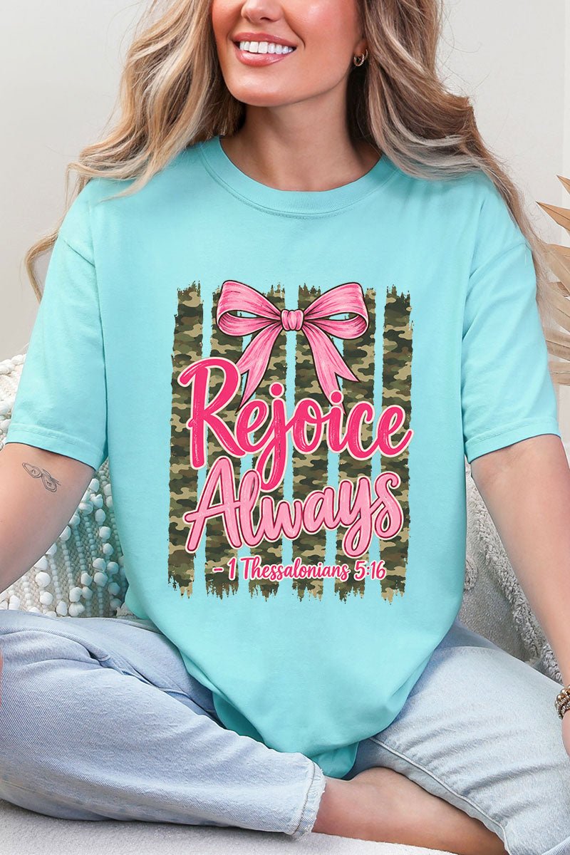Rejoice Always Girly Camo Comfort Colors Adult Ring-Spun Cotton Tee - Wholesale Accessory Market
