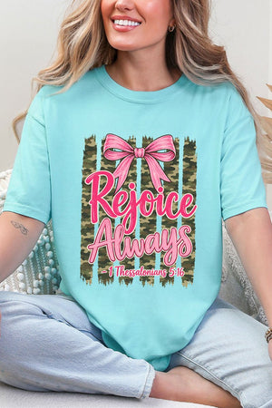 Rejoice Always Girly Camo Comfort Colors Adult Ring-Spun Cotton Tee - Wholesale Accessory Market