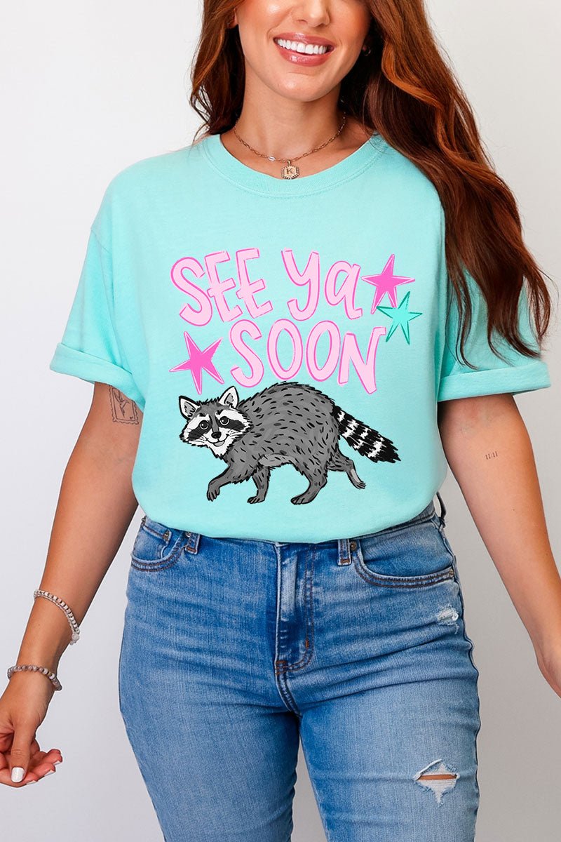 See You Soon Raccoon Full Front & Back Design Comfort Colors Adult Ring - Spun Cotton Tee - Wholesale Accessory Market