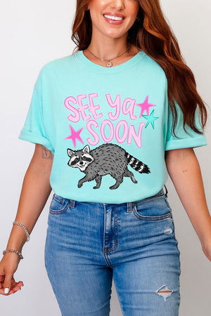 See You Soon Raccoon Full Front & Back Design Comfort Colors Adult Ring - Spun Cotton Tee - Wholesale Accessory Market