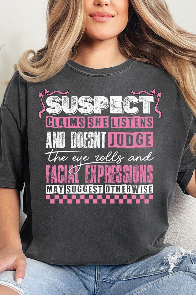 Suspect Claims She Listens Comfort Colors Adult Ring - Spun Cotton Tee - Wholesale Accessory Market