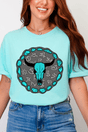 Turquoise Steer Stone Comfort Colors Adult Ring - Spun Cotton Tee - Wholesale Accessory Market