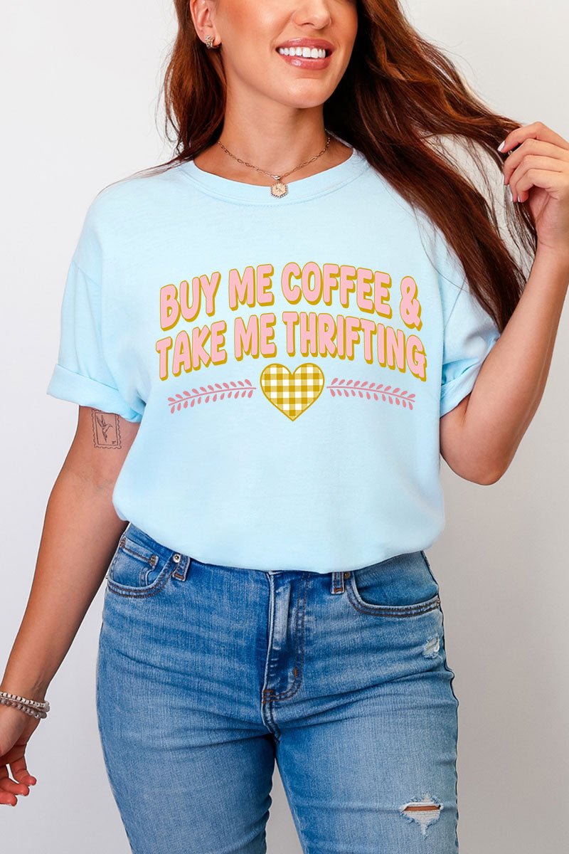 Buy Me Coffee & Take Me Thrifting Comfort Colors Adult Ring - Spun Cotton Tee - Wholesale Accessory Market