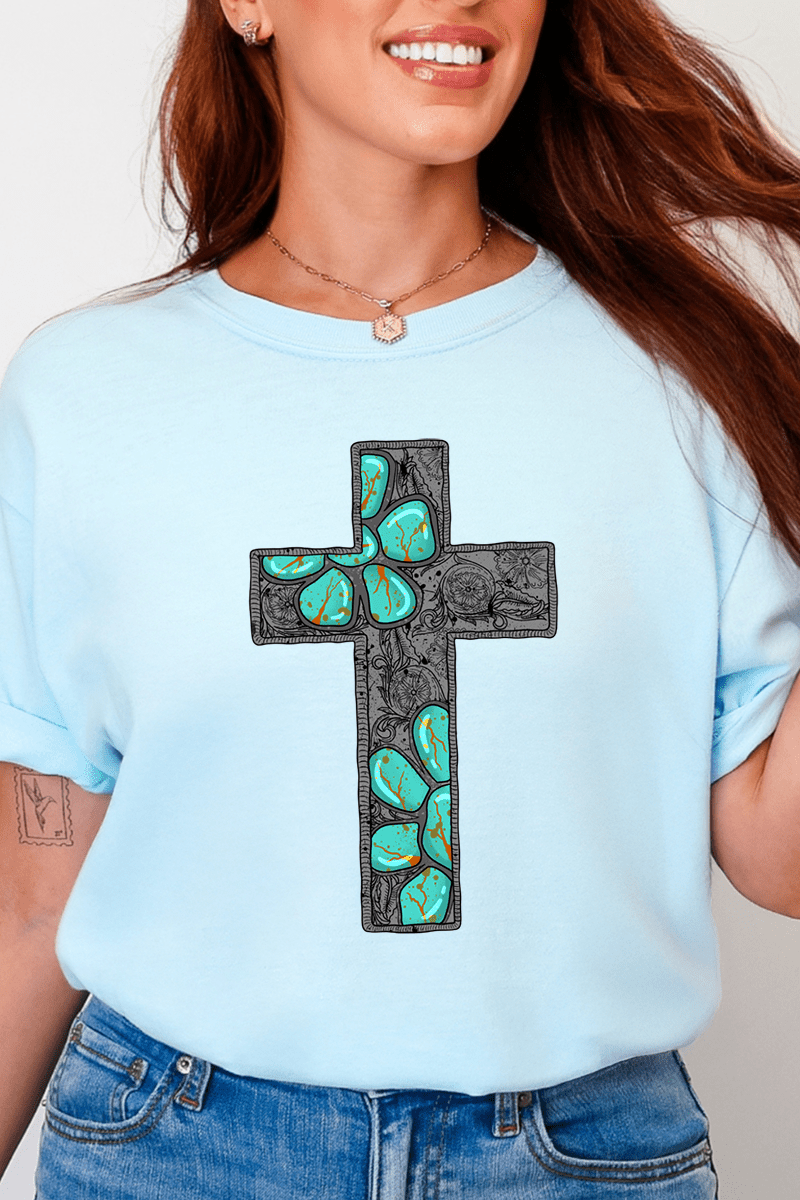Concho Cross Comfort Colors Adult Ring - Spun Cotton Tee - Wholesale Accessory Market