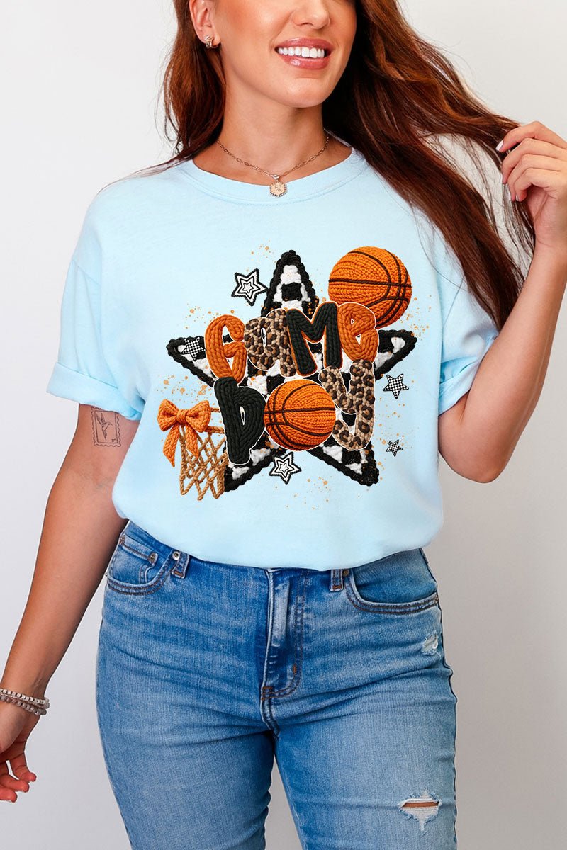 Faux Yarn Basketball Game Day Comfort Colors Adult Ring - Spun Cotton Tee - Wholesale Accessory Market