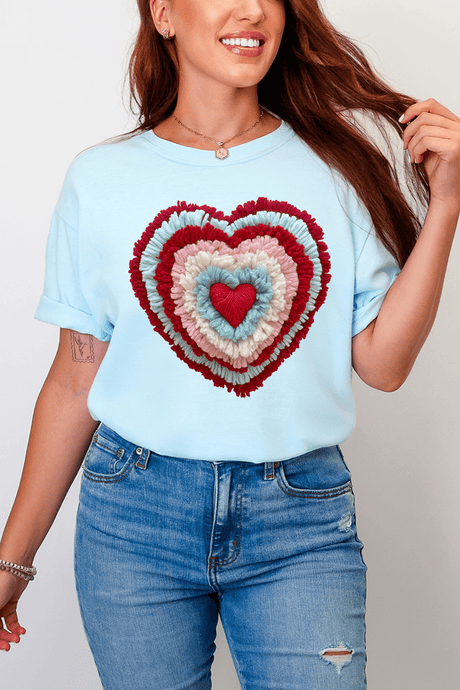 Faux Yarn Heart Collection Comfort Colors Adult Ring - Spun Cotton Tee - Wholesale Accessory Market