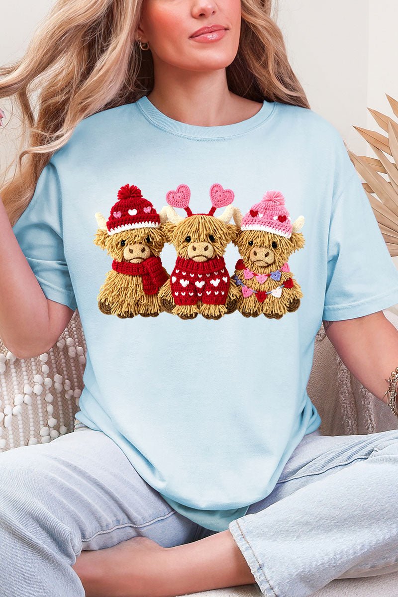 Faux Yarn Highland Hearts Comfort Colors Adult Ring - Spun Cotton Tee - Wholesale Accessory Market