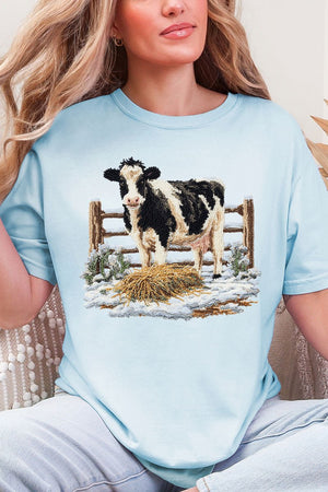 Faux Yarn Moo In The Snow Comfort Colors Adult Ring - Spun Cotton Tee - Wholesale Accessory Market