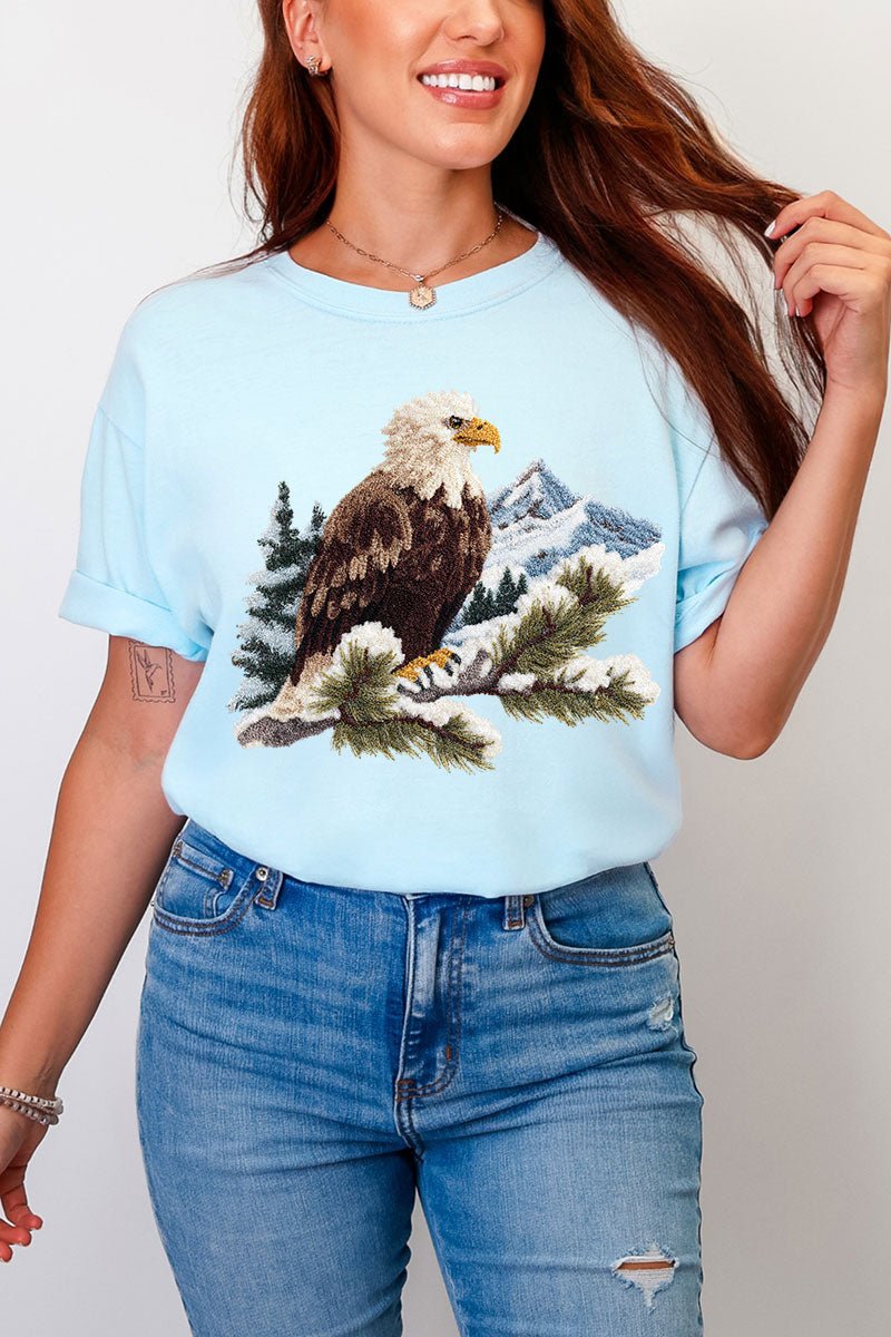 Faux Yarn Winter Eagle Comfort Colors Adult Ring - Spun Cotton Tee - Wholesale Accessory Market