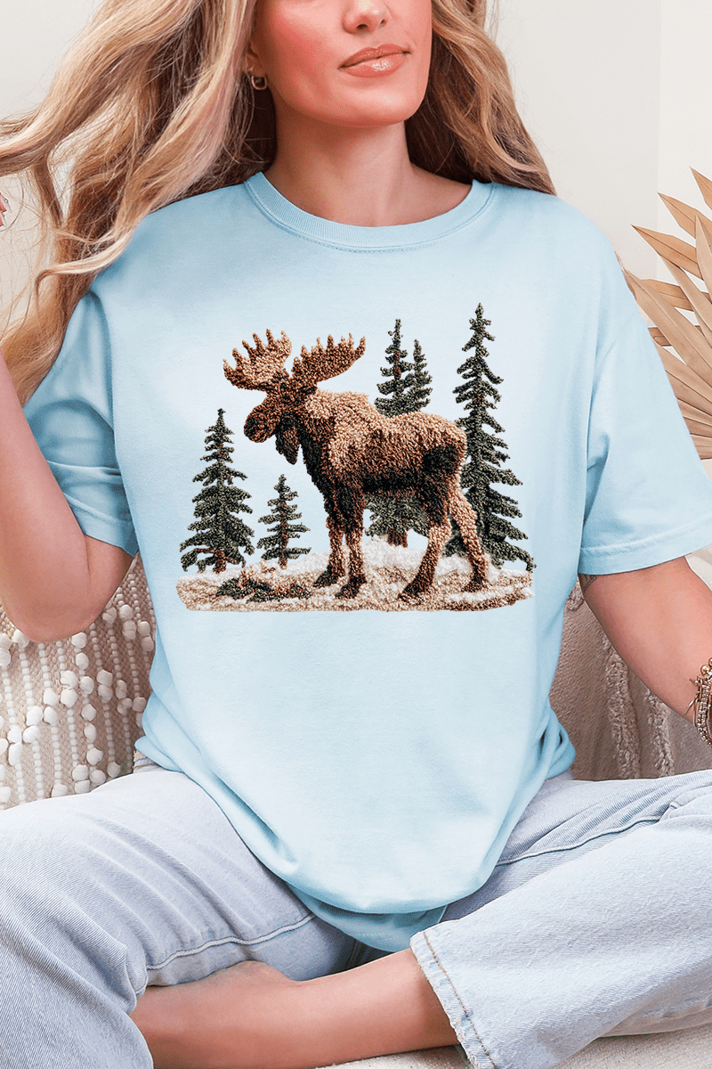 Faux Yarn Winter Moose Comfort Colors Adult Ring - Spun Cotton Tee - Wholesale Accessory Market