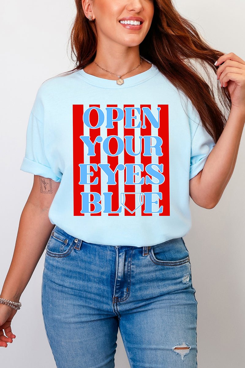 Open Your Eyes Blue Comfort Colors Adult Ring - Spun Cotton Tee - Wholesale Accessory Market