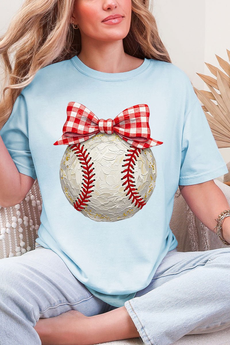 Painted Baseball Bow Comfort Colors Adult Ring - Spun Cotton Tee - Wholesale Accessory Market