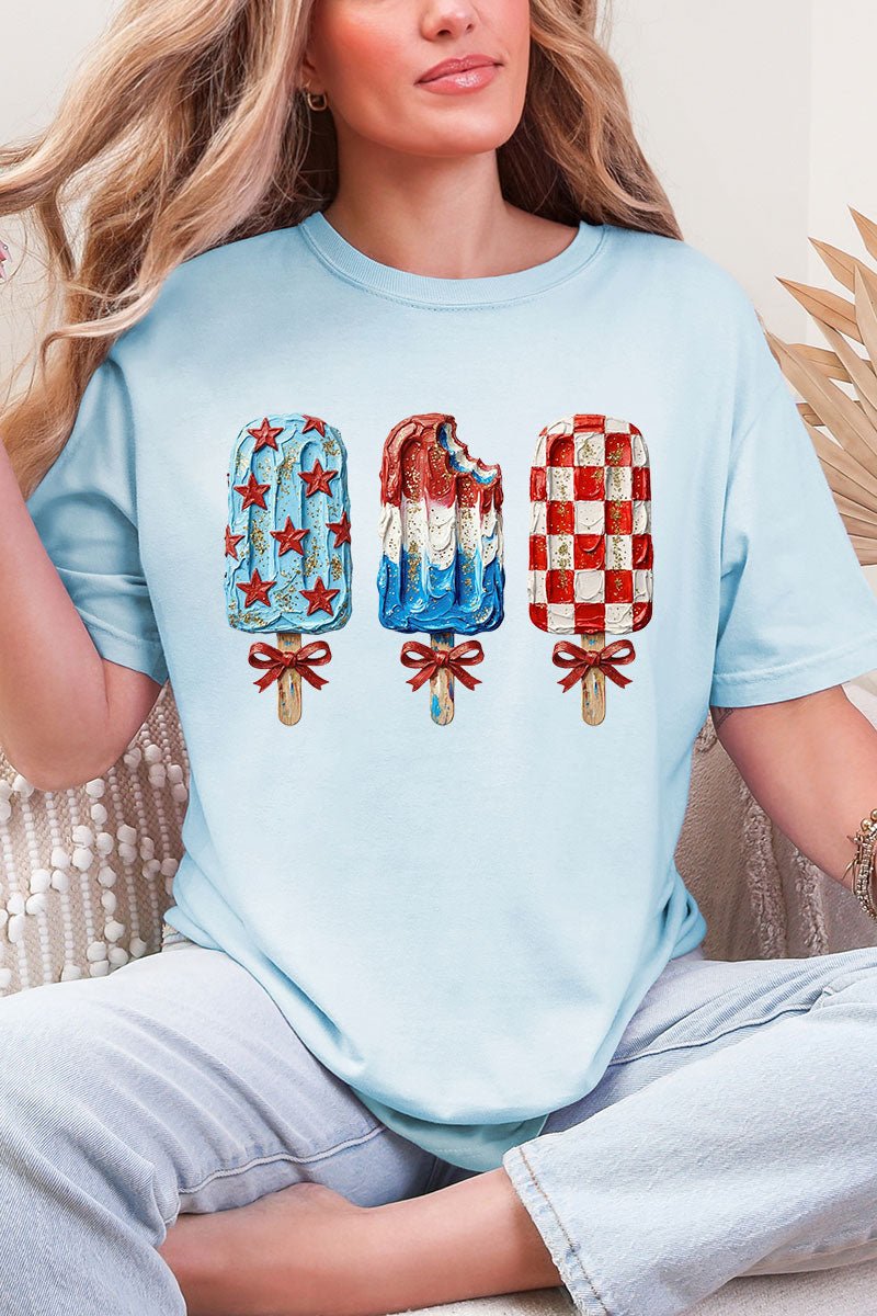 Painted Patriotic Popsicles Comfort Colors Adult Ring - Spun Cotton Tee - Wholesale Accessory Market