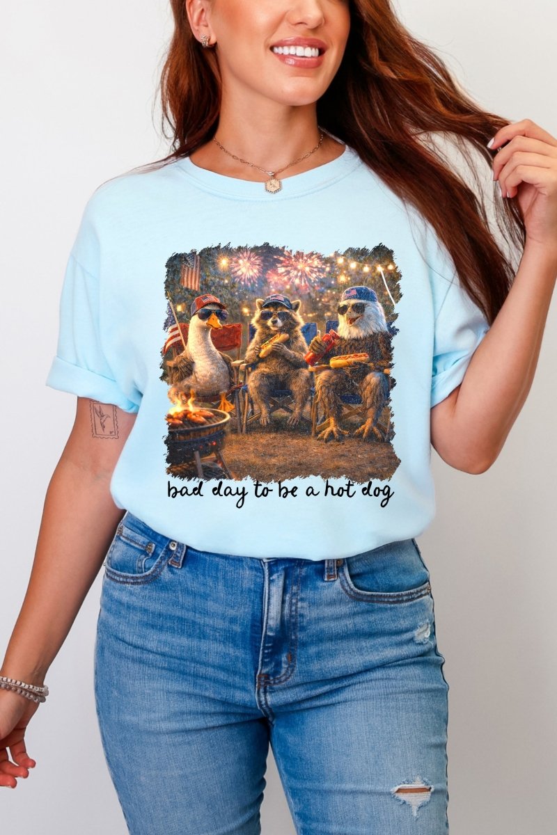 Patriotic Trio Hot Dog Comfort Colors Adult Ring - Spun Cotton Tee - Wholesale Accessory Market