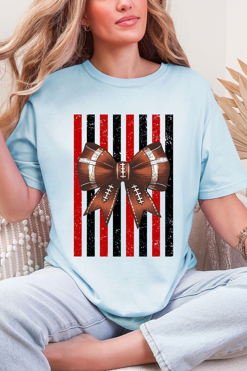 Red & Black Varsity Bow Comfort Colors Adult Ring-Spun Cotton Tee - Wholesale Accessory Market
