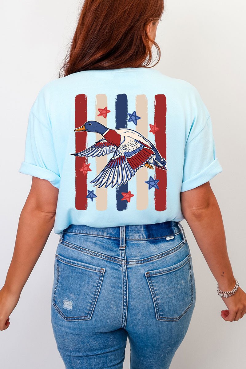 Red, White & Quack Front & Back Comfort Colors Adult Ring - Spun Cotton Tee - Wholesale Accessory Market