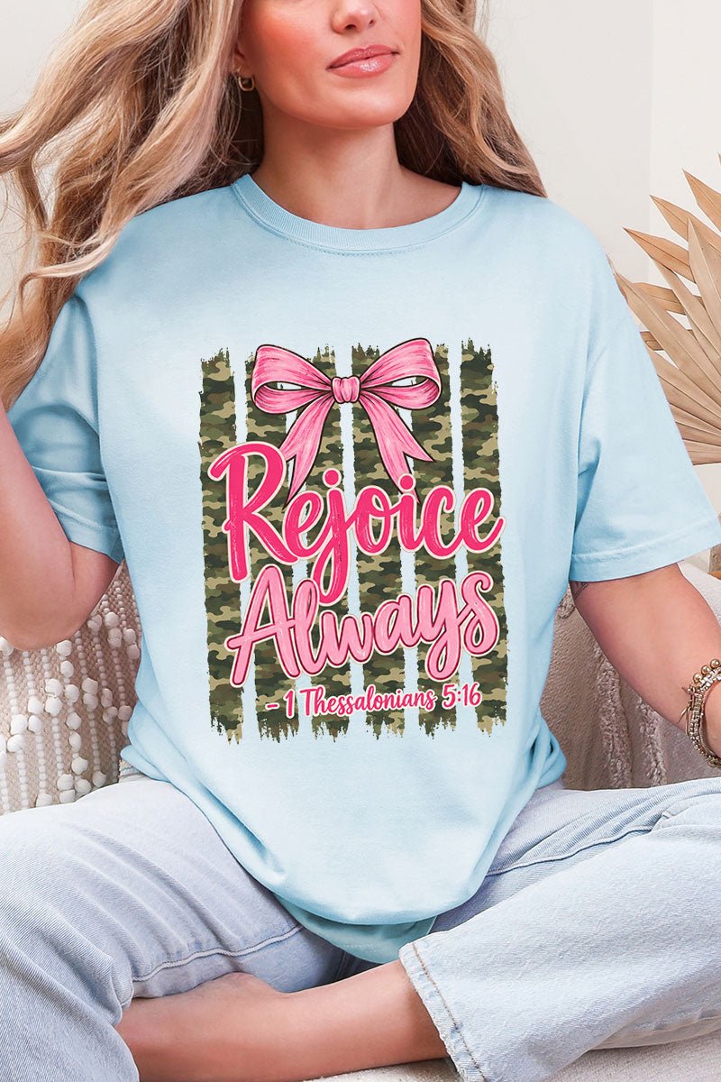 Rejoice Always Girly Camo Comfort Colors Adult Ring-Spun Cotton Tee - Wholesale Accessory Market