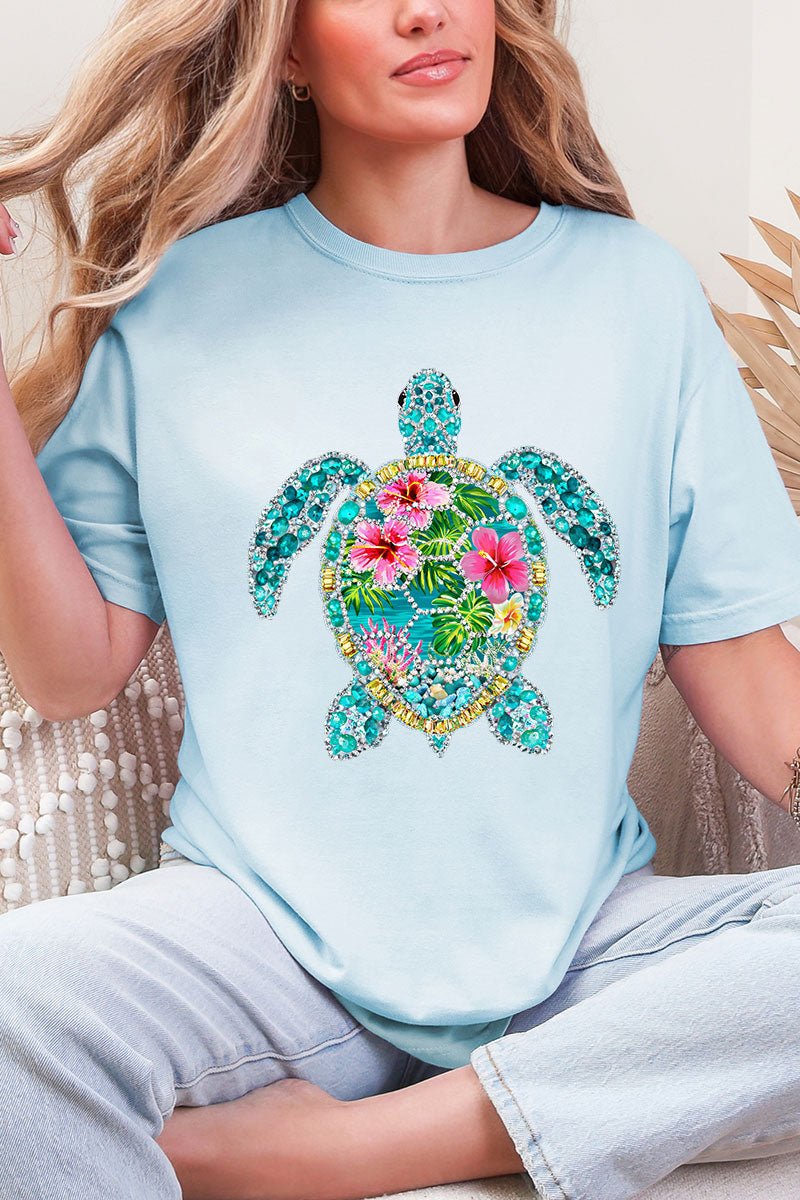 Seaside Sparkle Turtle Comfort Colors Adult Ring - Spun Cotton Tee - Wholesale Accessory Market