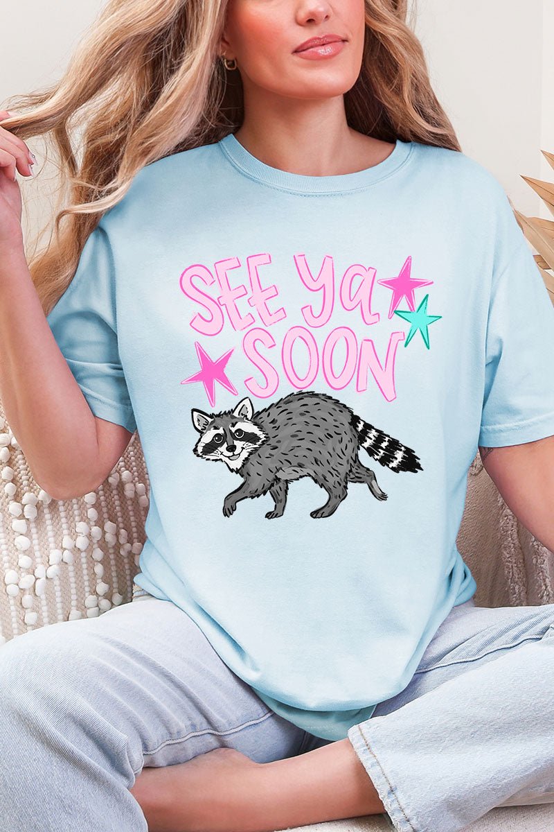 See You Soon Raccoon Full Front & Back Design Comfort Colors Adult Ring - Spun Cotton Tee - Wholesale Accessory Market