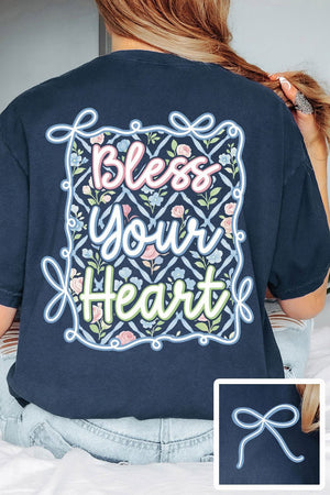 Spring Coquette Bless Your Heart Front & Back Comfort Colors Adult Ring - Spun Cotton Tee - Wholesale Accessory Market