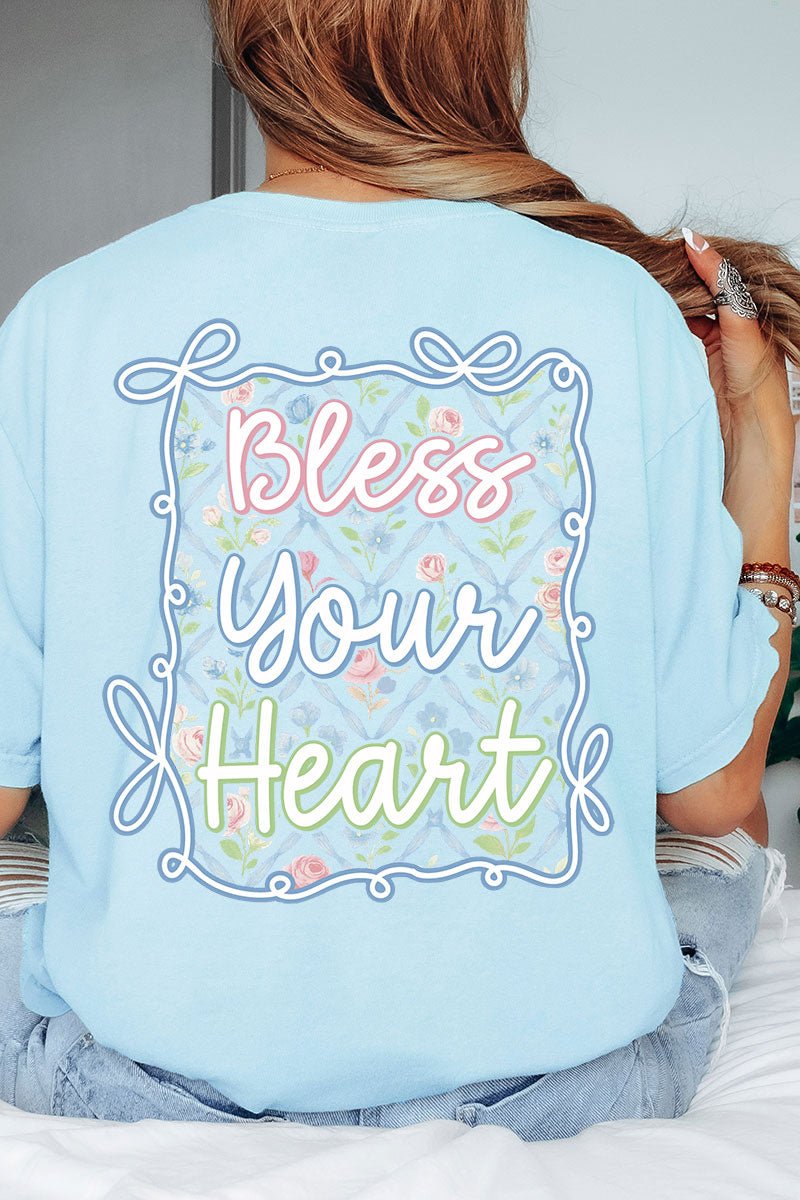 Spring Coquette Bless Your Heart Front & Back Comfort Colors Adult Ring - Spun Cotton Tee - Wholesale Accessory Market