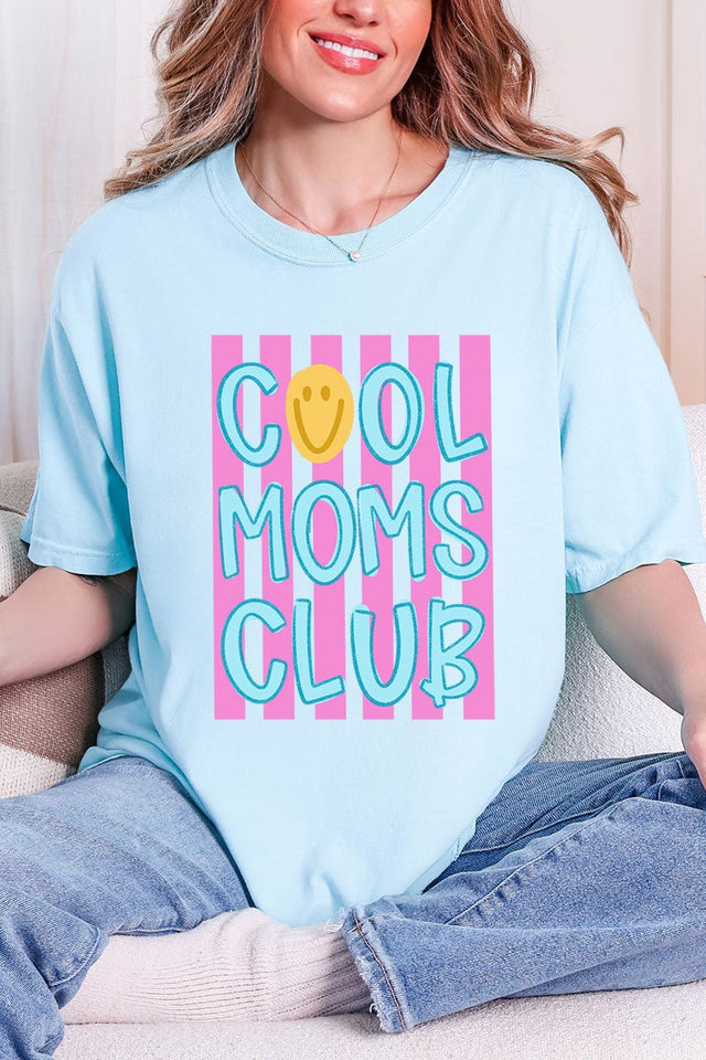 Striped Happy Cool Moms Club Comfort Colors Adult Ring - Spun Cotton Tee - Wholesale Accessory Market