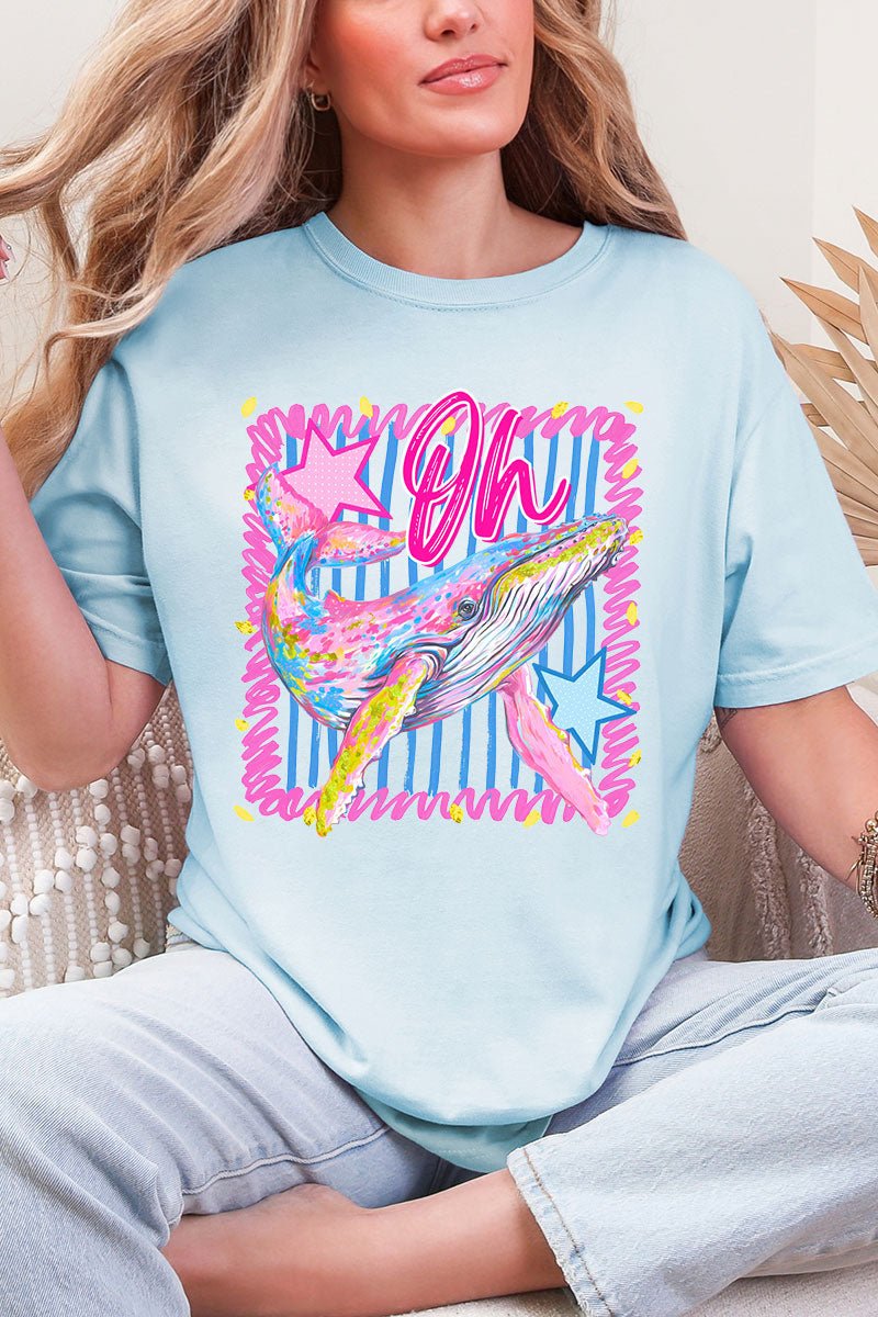 Striped Oh Whale Comfort Colors Adult Ring - Spun Cotton Tee - Wholesale Accessory Market