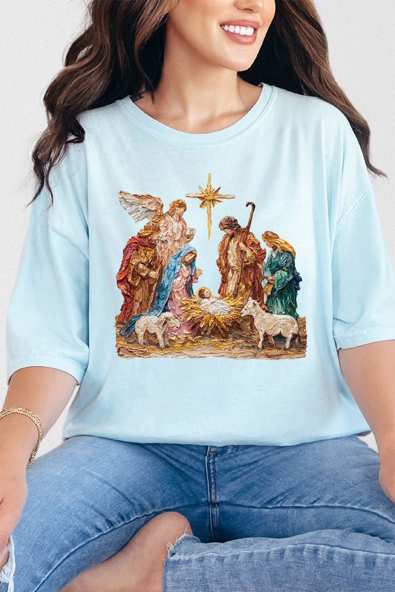 The Painted Nativity Scene Comfort Colors Adult Ring - Spun Cotton Tee - Wholesale Accessory Market