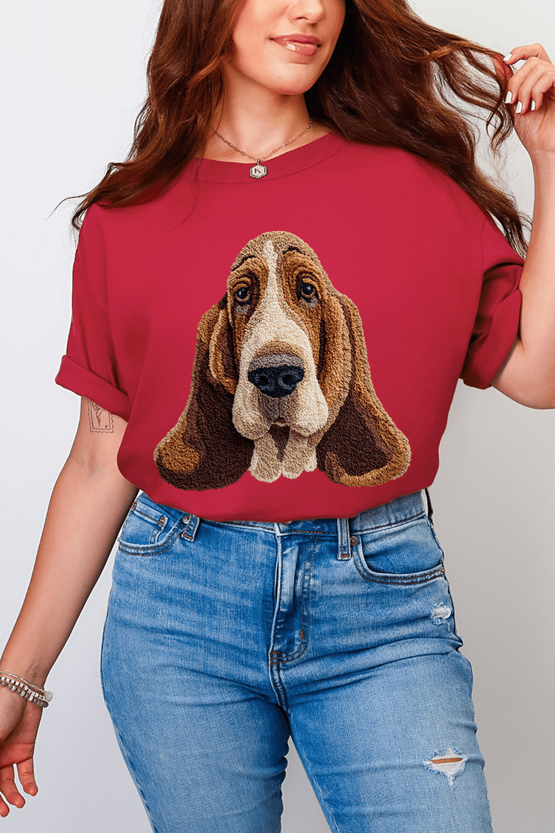 Faux Yarn Basset Hound Comfort Colors Adult Ring - Spun Cotton Tee - Wholesale Accessory Market