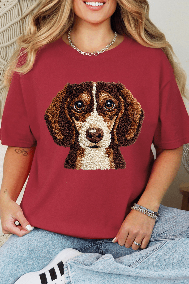 Faux Yarn Dachshund Comfort Colors Adult Ring - Spun Cotton Tee - Wholesale Accessory Market