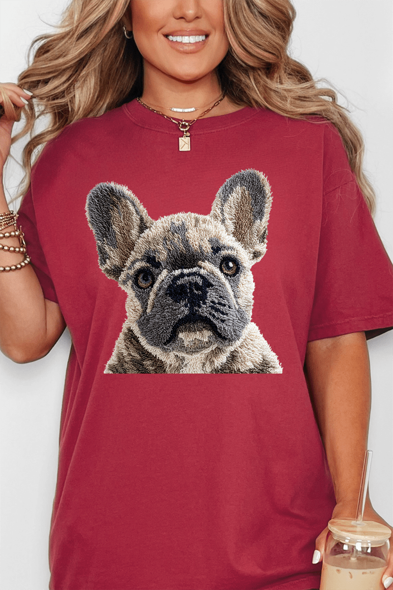 Faux Yarn French Bulldog Comfort Colors Adult Ring - Spun Cotton Tee - Wholesale Accessory Market