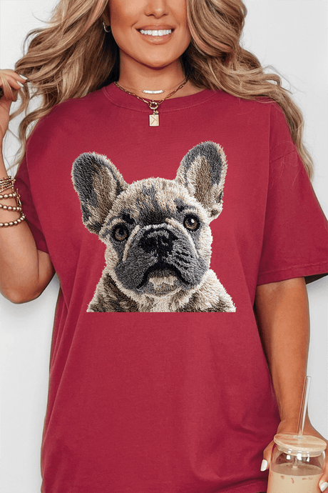Faux Yarn French Bulldog Comfort Colors Adult Ring - Spun Cotton Tee - Wholesale Accessory Market