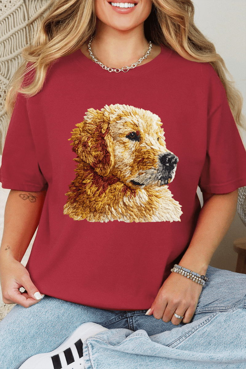 Faux Yarn Golden Retriever Comfort Colors Adult Ring - Spun Cotton Tee - Wholesale Accessory Market